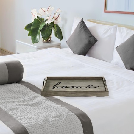 All The Rages 15.50 x 12 in. Home Elegant Designs Decorative Wood Serving Tray with Handle, Rustic Gray AL15408